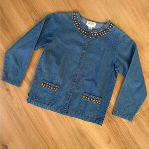 Vintage Denim Top with Beaded Detailing